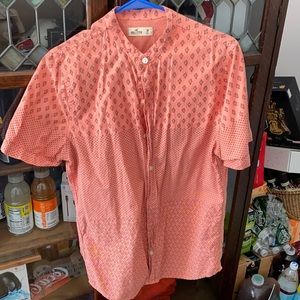 Hollister collarless button down short sleeve shirt
